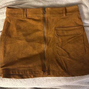 Suede Mini Skirt with Front Pocket